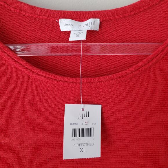 J Jill Red Boxy Cotton Cashmere Sweater Jumper XL Minimalist Modern Holiday Cozy - Picture 4 of 10